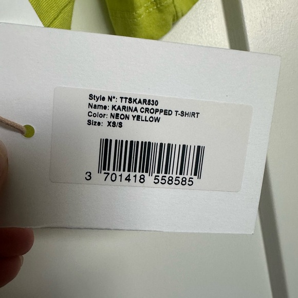 NWT The Frankie Shop Karina Cropped T-Shirt in neon yellow - Picture 4 of 6